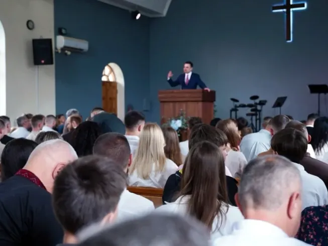 Preaching in church